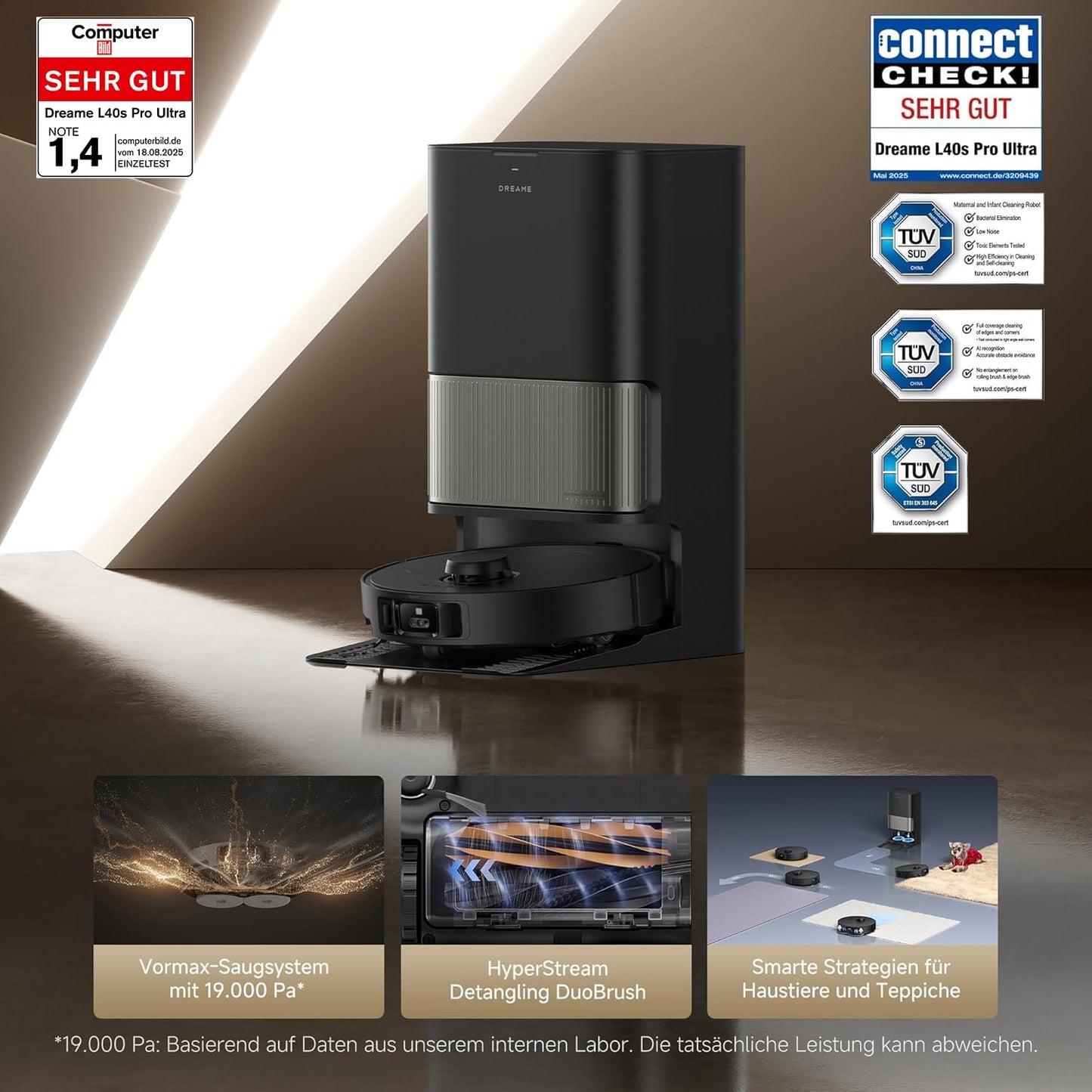 Dreame L40s Pro Ultra Robot Vacuum 19000Pa Suction Self-Cleaning